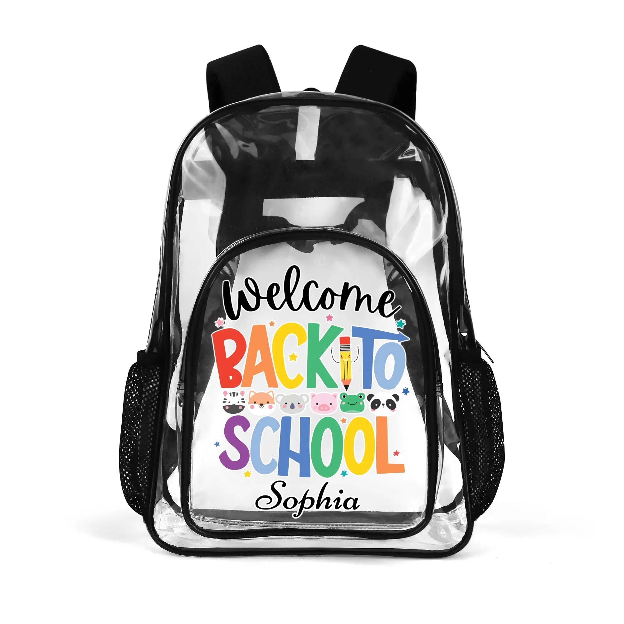 Grande borsa trasparente da 45 cm in PVC trasparente. Zaino scolastico trasparente