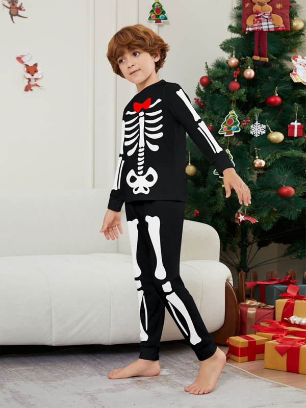 Halloween Parent-Child Home Costume Skeleton Bones Adult Child Neat Costume Pajama Set - AL Valley Bazar