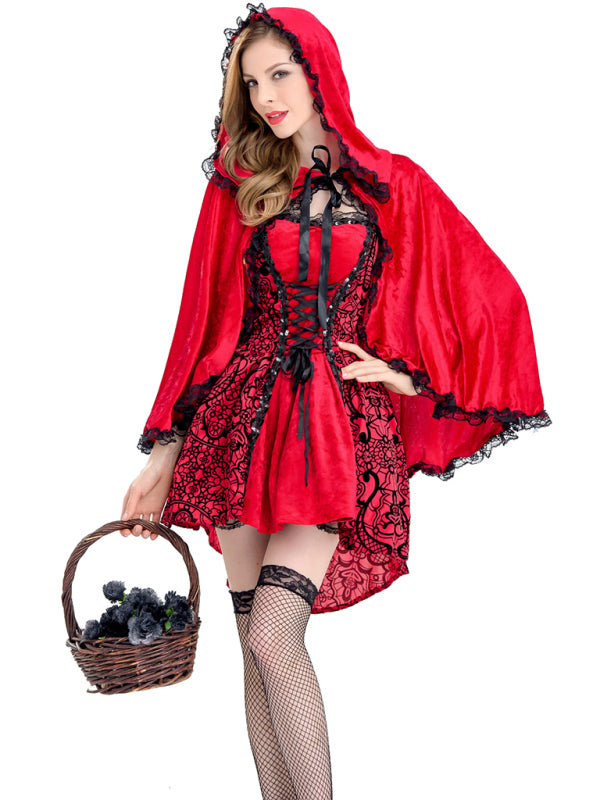 Halloween Jacquard Cape Little Red Riding Hood Costume Large - AL Valley Bazar