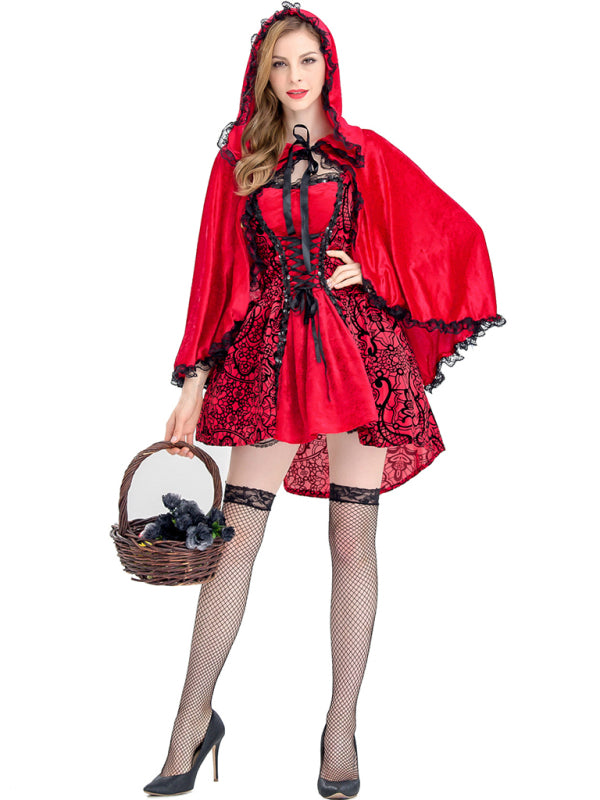 Halloween Jacquard Cape Little Red Riding Hood Costume Large - AL Valley Bazar