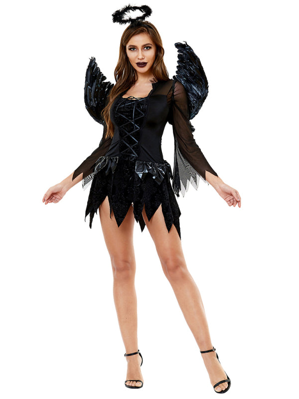 Halloween Winged Black Angel Costume Costume Adult - AL Valley Bazar