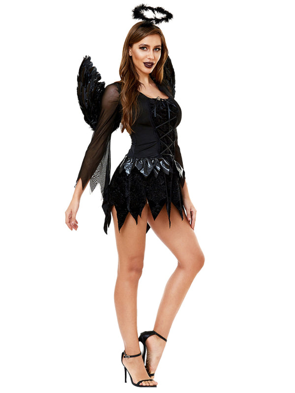 Halloween Winged Black Angel Costume Costume Adult - AL Valley Bazar