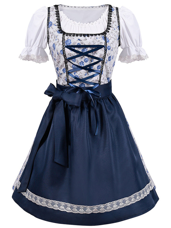 Oktoberfest Costume Party Wear Cosplay Maid Dress V Neck Dress - AL Valley Bazar