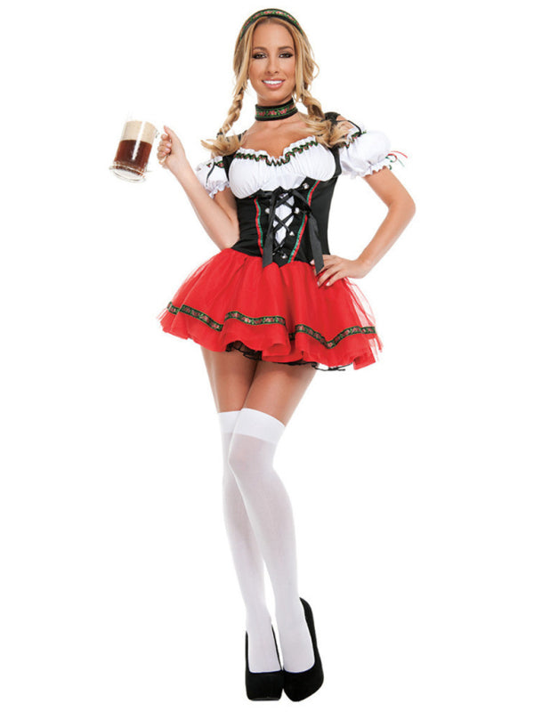 Oktoberfest Costume Bar Waiter Maid Uniform Halloween Costume - AL Valley Bazar