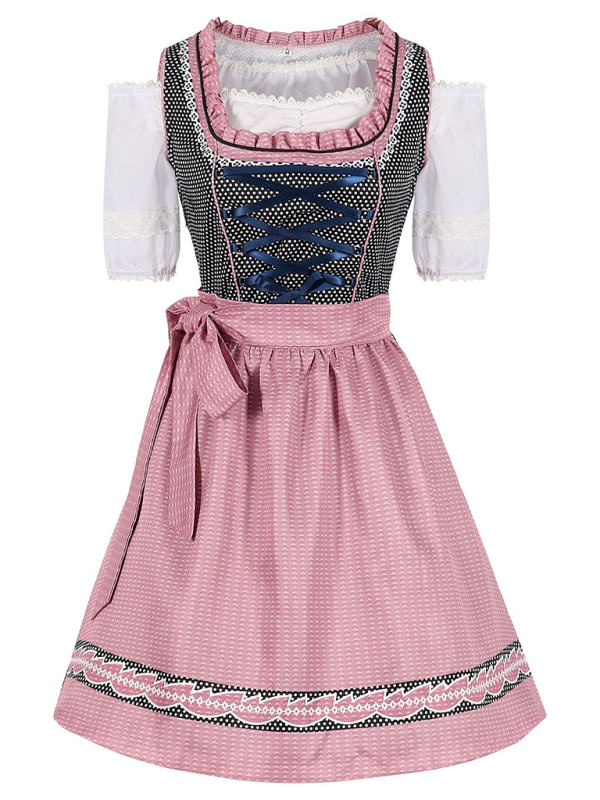 Costume da spettacolo teatrale cosplay gonna scozzese rosa Oktoberfest di Monaco di Baviera - AL Valley Bazar