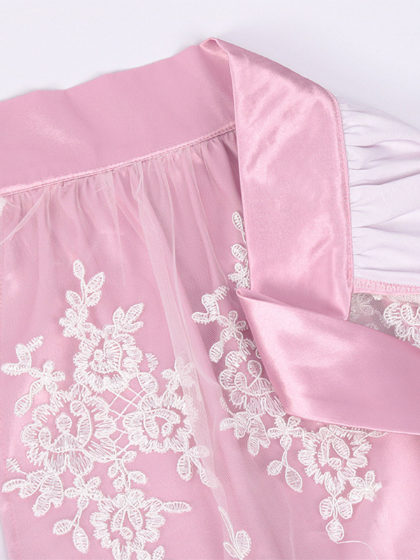 Costume da spettacolo teatrale cosplay con gonna in pizzo rosa per Oktoberfest di Monaco di Baviera - AL Valley Bazar