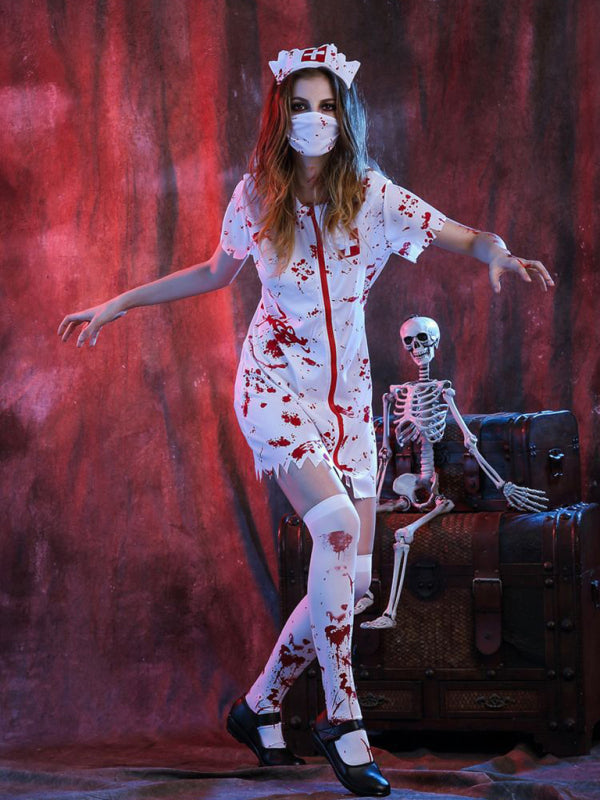 Halloween Costume Halloween Horror Bloody Nurse Costume - AL Valley Bazar