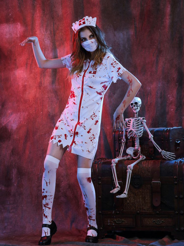 Halloween Costume Halloween Horror Bloody Nurse Costume - AL Valley Bazar