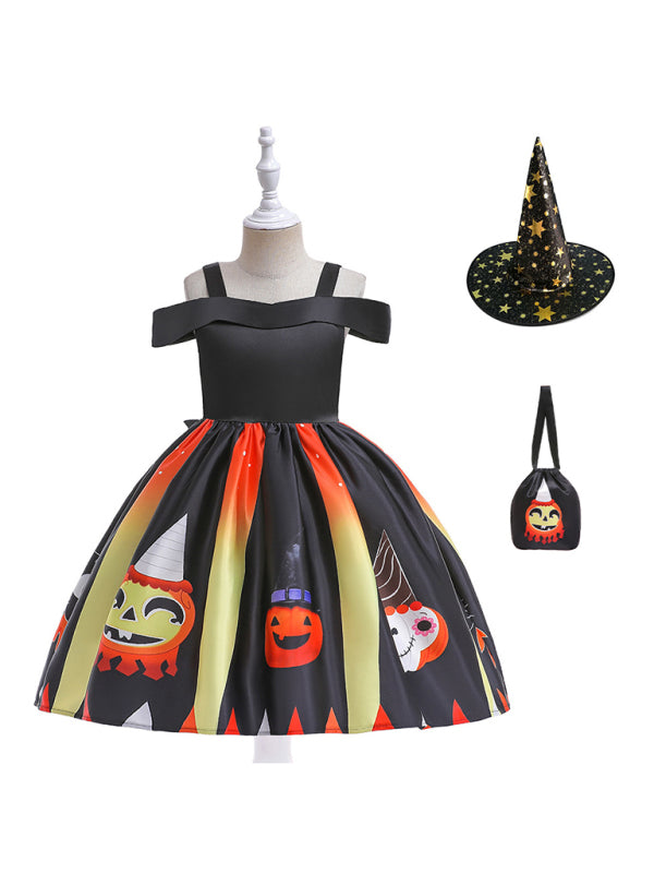 Abbigliamento per bambini di Halloween, vestito da principessa da strega e zucca per ragazze, cosplay - AL Valley Bazar