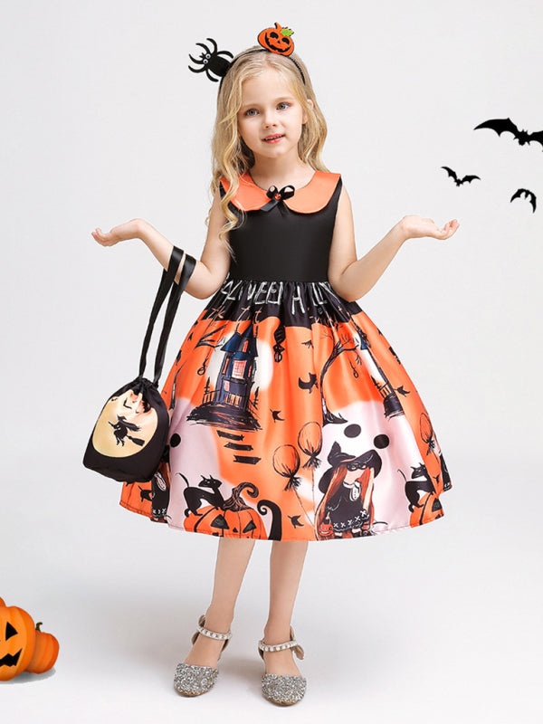 Abbigliamento per bambini di Halloween, vestito da principessa da strega e zucca per ragazze, cosplay - AL Valley Bazar