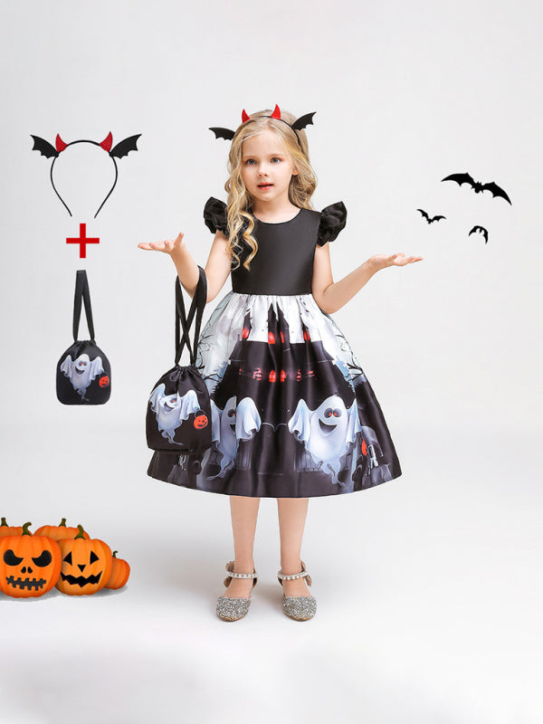 Abbigliamento per bambini di Halloween, vestito da principessa da strega e zucca per ragazze, cosplay - AL Valley Bazar