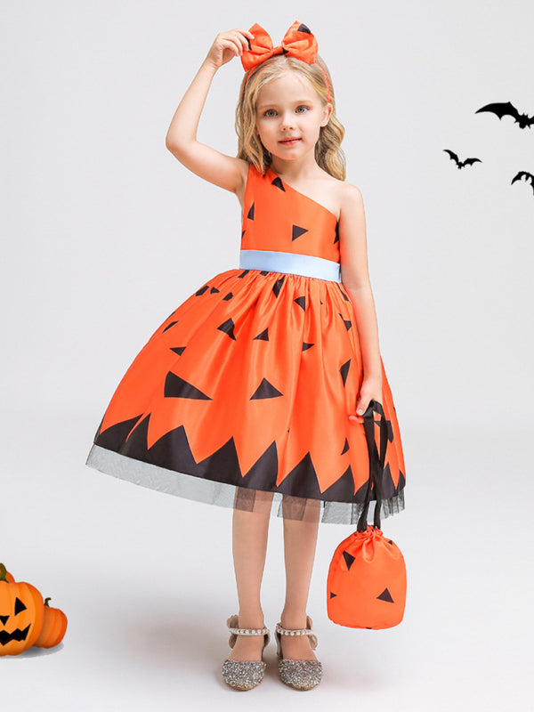 Abbigliamento per bambini di Halloween, vestito da principessa da strega e zucca per ragazze, cosplay - AL Valley Bazar