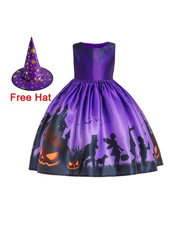 Vestito di Halloween, vestito da strega di Halloween, vestito da cosplay, vestito da stampa per bambini, cartone animatos - AL Valley Bazar